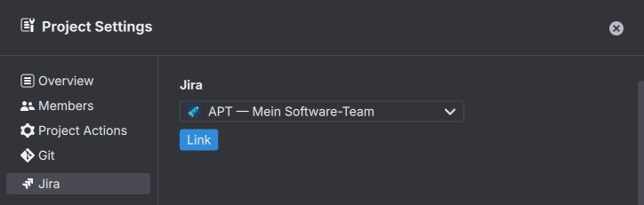 Jira tab in Project settings